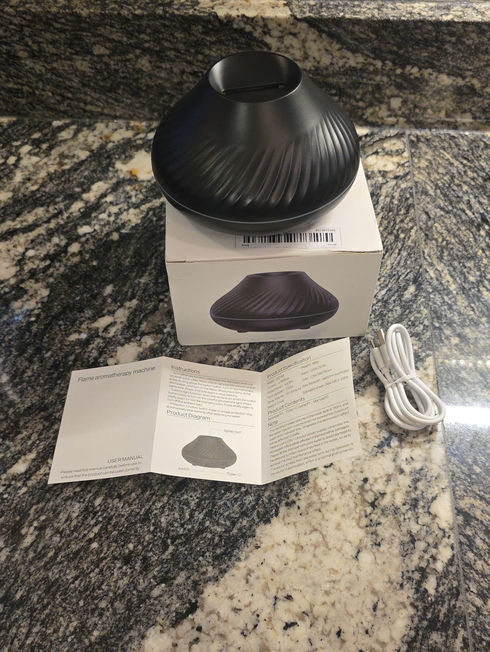 Black Aromatherapy Diffuser - Compact Ultrasonic Vaporizer Pack Of 2